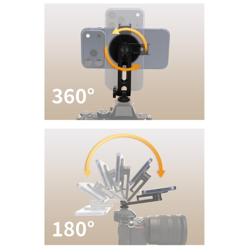 Portable Magnetic Cold Shoe Phone Mount Rack Stand For Phones Featuring Adjustable Arm For Video Shoot Live Broadcasting