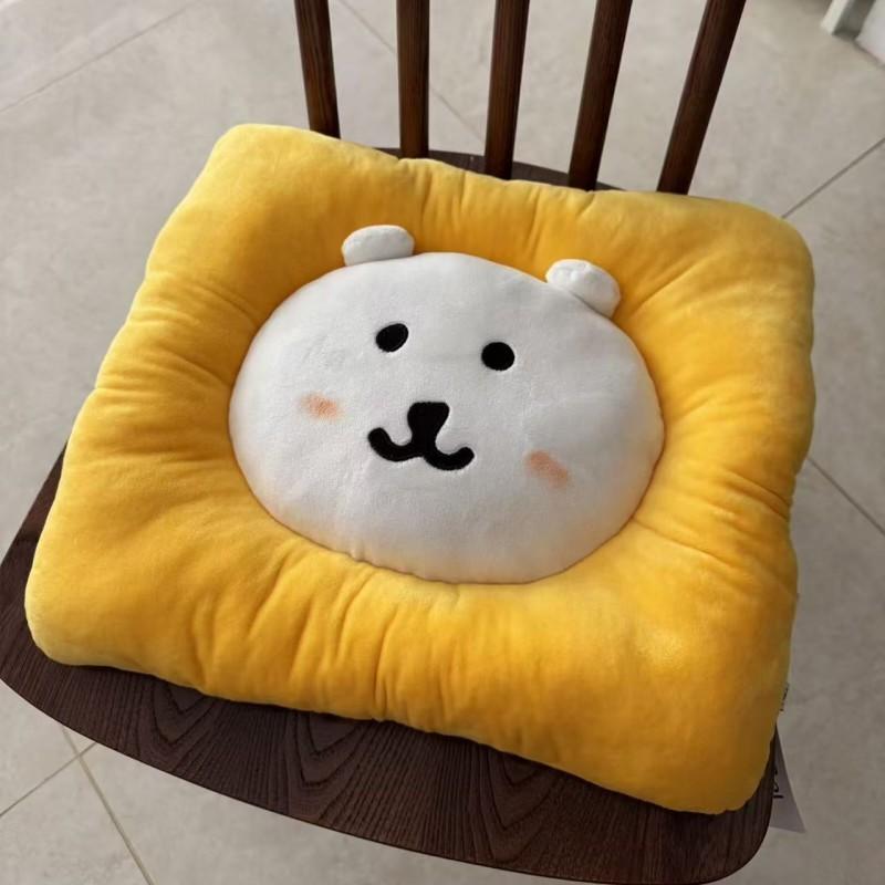Joke Bear Cartoon Cushion With Plush Cover For Girls And Kids Yellow Square