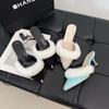 High-heeled Muller Cool Slippers Women's 2025 New Versatile Pointed Heel Bag Head Fluffy Fashion Outer Half Slippers Women