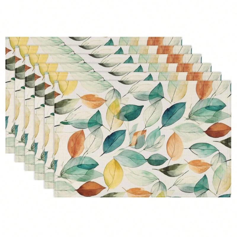 

4/6/8PcsMaple Leaf Pattern Autumn Linen Placemat Thanksgiving Day Kitchen Dining Table Mat for PartiesHalloweenDinnersDecoration 4Pcs-30X45cm(12X18in