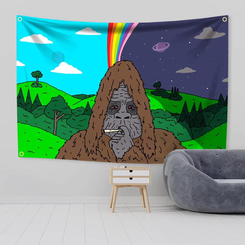 The Big Lez Show Meme Sassy Sasquatch Flag Tapestry Wall Hanging Aesthetic Dorm Party Backdrop Decorative Banner