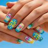 Colorful Spring-Summer Wearable Nails: Coconut Tree & Lotus Design, 24 Removable Pieces