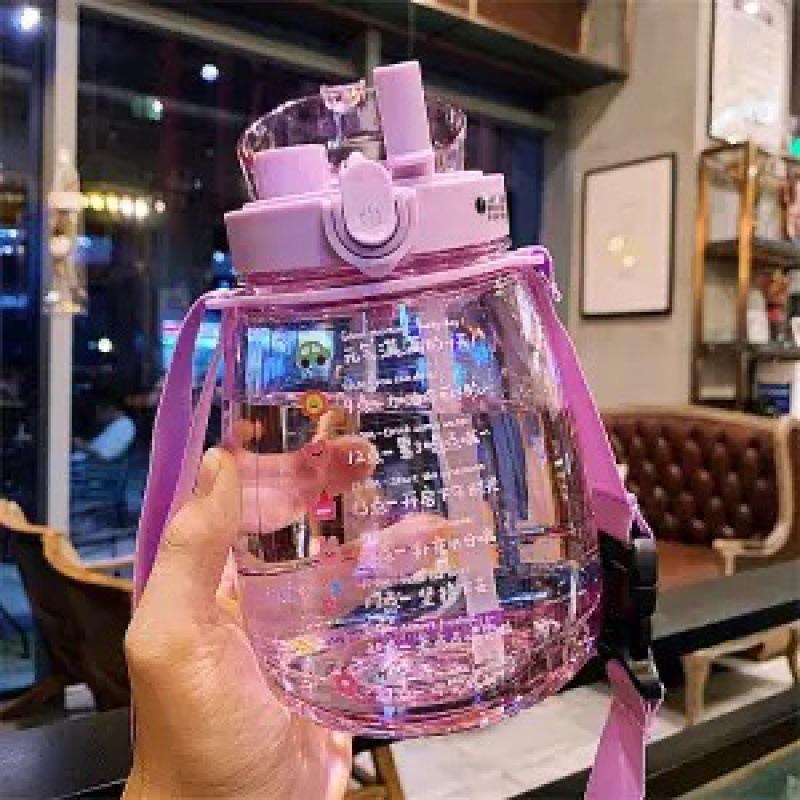 Large Capacity High-Temp Resistant Stylish Water Bottle with Straw for Girls - Perfect for Sports & Summer