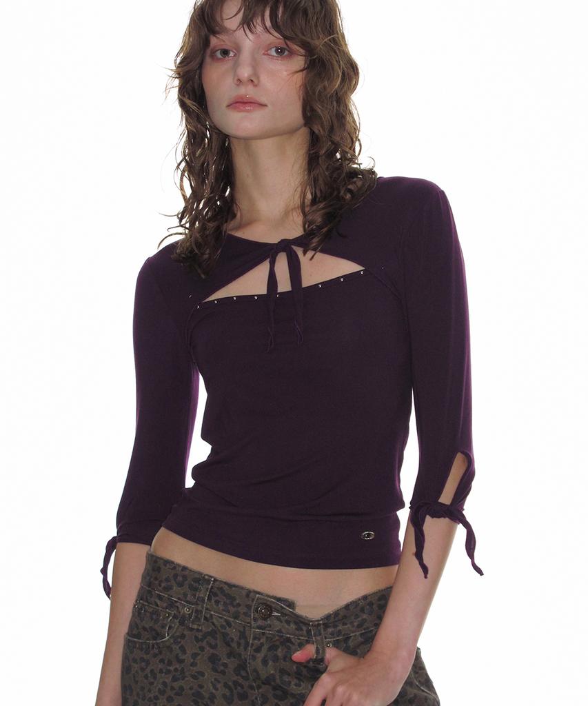 CRANK Studded Tie Top_Deep Purple