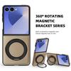 KEYSION 360° Rotating Magnetic Ring Stand PU Leather Case for MagSafe for Samsung Z Flip 7 5G 7 SE Wireless Charging Phone Cover