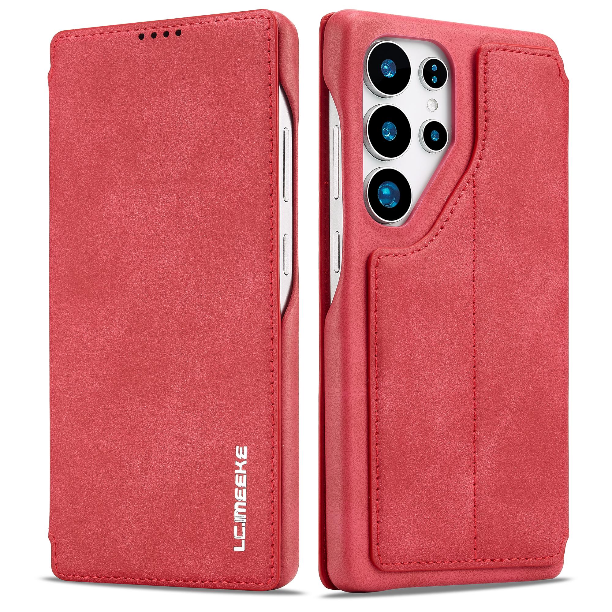 

LC.IMEEKE For Samsung Galaxy S26 Ultra Luxury Fashion Flip PU Leather Case Stand Card Wallet Cover червоний