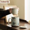 400ML Ru Kiln Porcelain Cloud Rabbit Filter Tea Separator Cup Antique Tea Mug With Infuser Tea Maker Office Water Cup Craft Gift