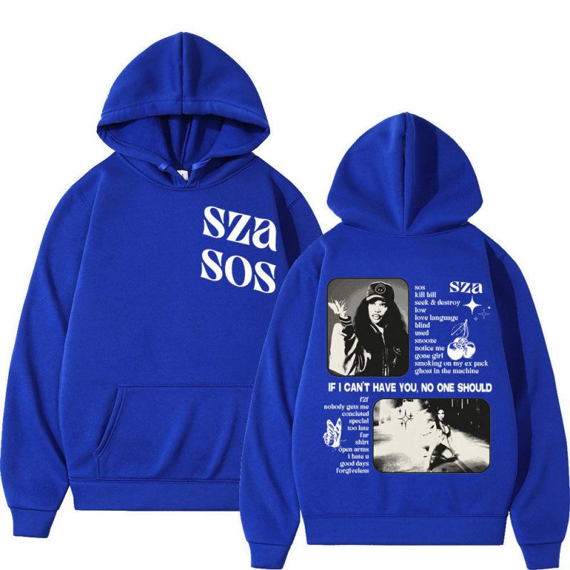 Autumn Winter Men Hooded Singer Sza Sos Print Ho