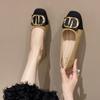 Single shoes women's low-heeled color matching spring and autumn new light-mouth square head low-heeled women's shoes gentle four-season shoes