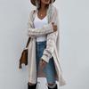 Women's Solid Color Knitted Long-Sleeved Temperament Fashion Sweater Cardigan Coat
