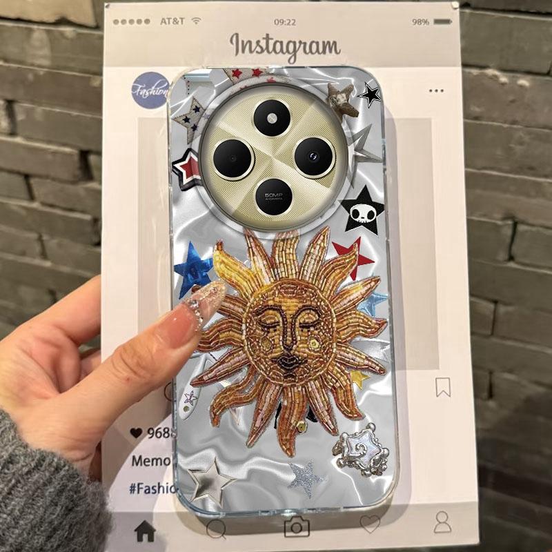 Retro Sun Marine Floral Eyes Girls Women Case For Xiaomi Poco X3pro X5 M6 X6 X3 NFC M5s M6 X7 Pro C75 C61 Bumper Fundas Cover