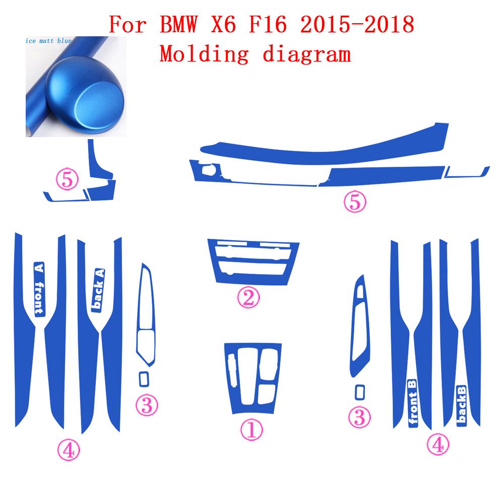 Car-Styling Carbon Fiber Car Interior Center Console Color Change Molding Sticker Decals For BMW X6 F16 2015-2018