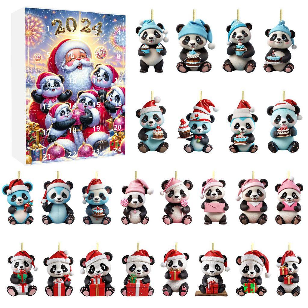Christmas Countdown Blind Box With Panda Hanging Decor For Holiday Gift Giving