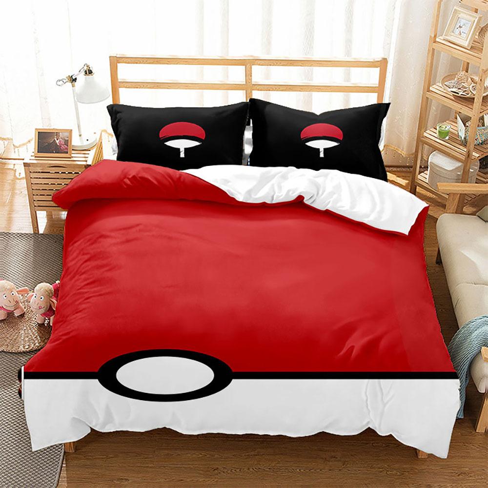 3D Digital Printing Quilt Cover Pillowcase Bedding Cartoon Pikachu Three-Piece Set Home Textile Four-Piece Set Grinding