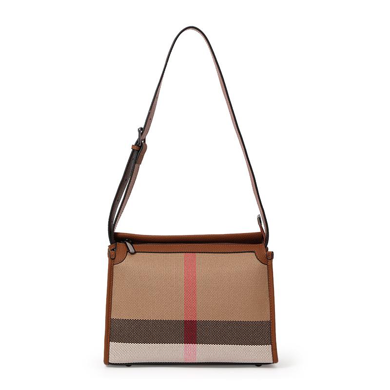 Aidrani Cowhide Autumn New High-End Plaid Satchel Small Square Casual Versatile Genuine Leather Shoulder Crossbody Bag