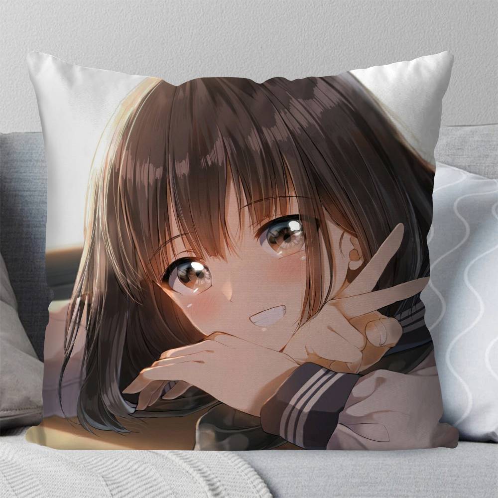 Nanase Kurumi Anime Kissenbezug Mode Quadratischer Kissenbezug Schlafzimmer Sofa Raum Ins Dekoration Freizeit