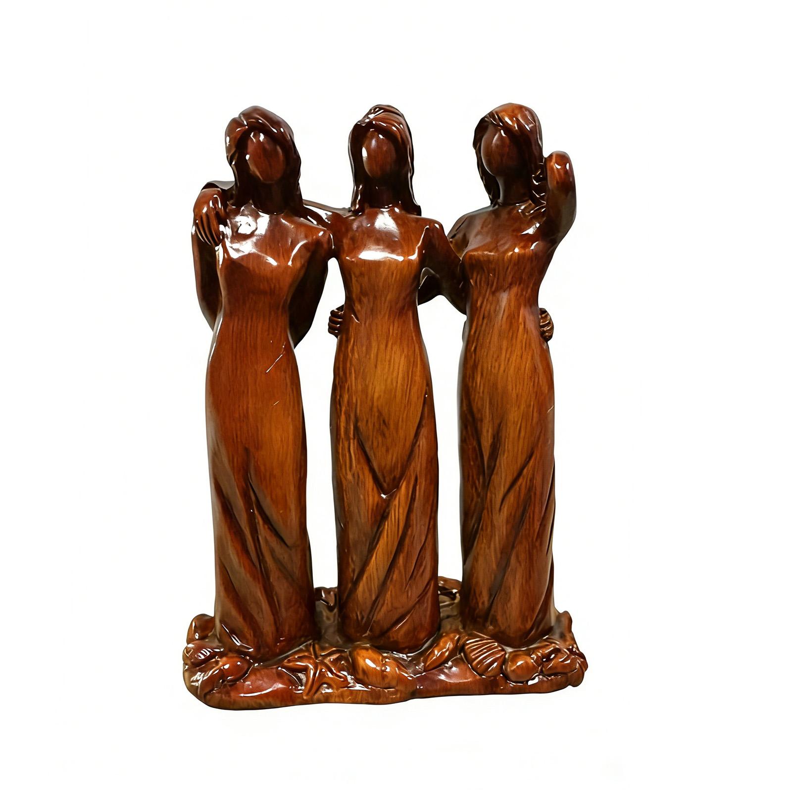 

Imitation Wood-carved Resin Figurine Of Four Sisters, Heart-shaped Resin Crafts, Decorations For Home And Garden. One Size