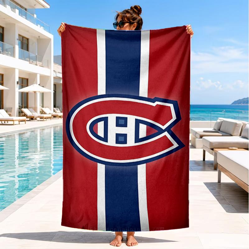 Asciugamano da Spiaggia Squadra di Hockey Canadiens, Microfibra Super Morbida, Regalo Perfetto per Lei/Lui, Compleanno, per Piscina, Spiaggia, Viaggio, Decorazione Festa in Spiaggia
