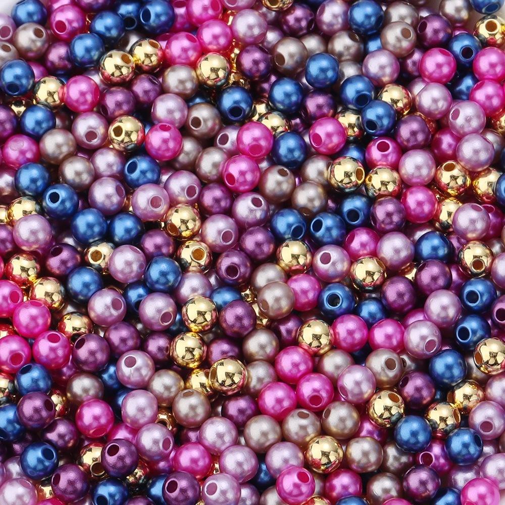 Abs Color Monochrome Straight Hole Imitation Pearl Beaded Bracelet Diy Bracelet Accessories