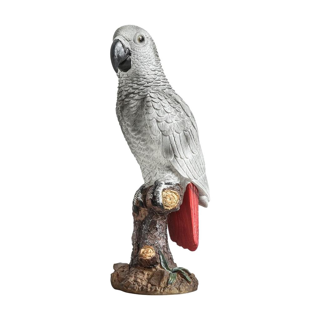 Resin Parrot Figurine Lifelike Statue with Tree Stump Base Compact
