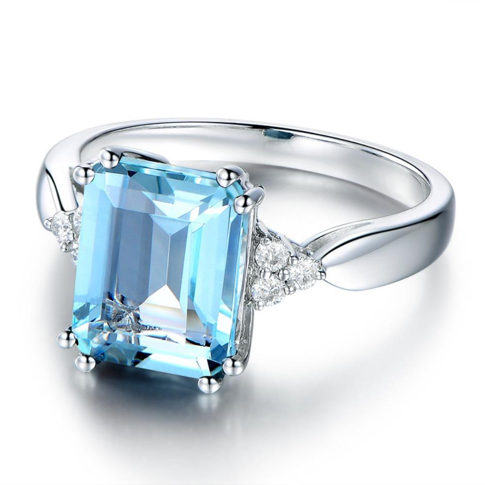 Elegant 18k Gold Plated Topaz Engagement Ring for Women Colorful Sapphire Jewelry