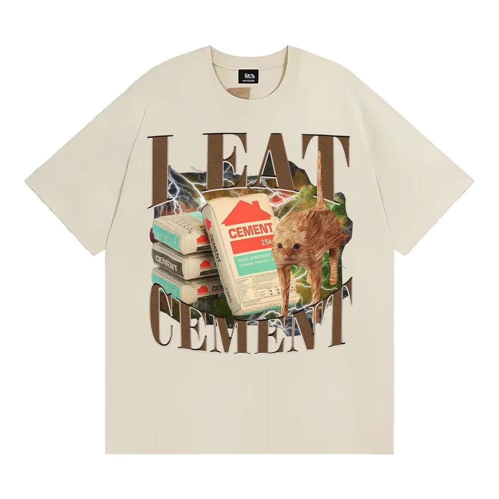I Eat CeUnisext Funny Cat Meme Graphic Unisex Tshirt Casual 100 Cotton Oversized T Shirt Fashion Vintage Short Sleeve Male Tshirt