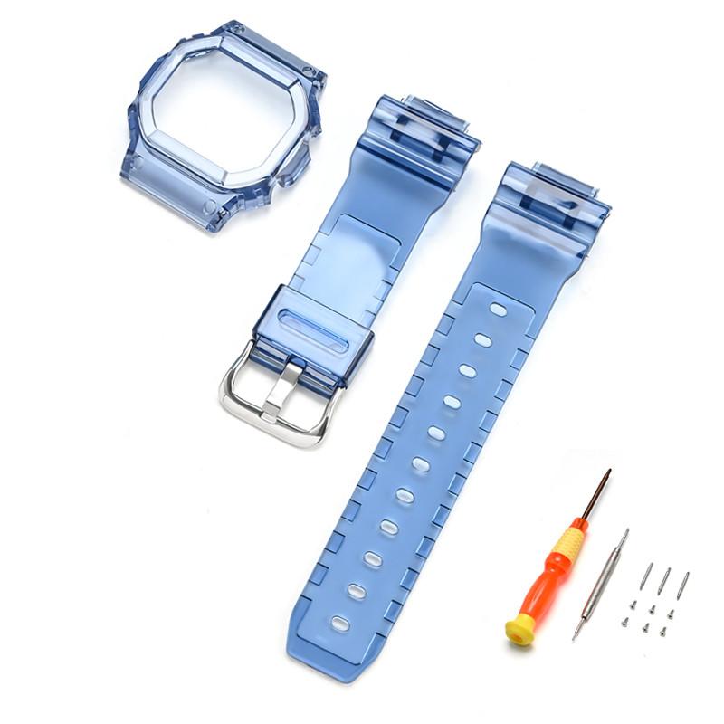 

Ремешок для часов из смолы + чехол для Casio G-Shock DW-5600/5000/5030/5025 GW-M5610/M5600 G-5600 GLX-5600 Браслет Аксессуары 5600 синий