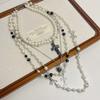 Elegant Rhinestone Pearl Cross Pendant Necklace Women Layering Friendly Delicate Chain Lightweight Luxury Choker Style