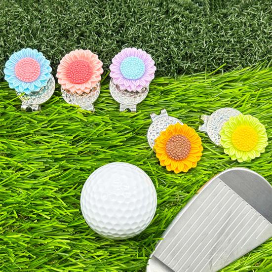 Magnetic Golf Ball Marker with Hat Clip Sunflower Shape Magnet Ball Marker Cap Clip Set for Men Women Golfers Bags Belts Visors Accessories