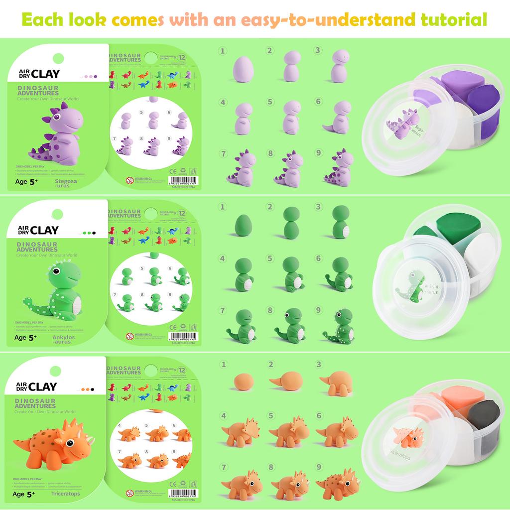 Air Dry Clay Kit Creative Kids Modeling Clay Gift Kits with Tools Super Light DIY Soft Clay Toys for Girls Boys Animal Theme