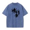 Funny Forest Face Youth Washed TShirt Classic Father Day Short Sleeve ONeck Pure Cotton Tees Hip hop Washed TShirt