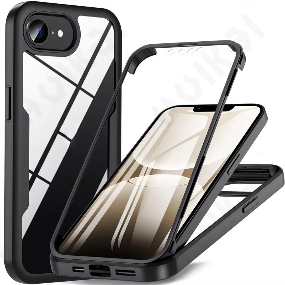 Case For iPhone 16E 2025 16 15 14 11 12 13 Pro Max Plus XS XR 8 Plus 360 Full Shockproof Silicone Screen Protection Phone Cover