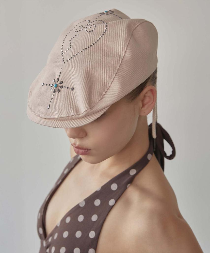 SCULPTOR Boho Stud Hunting Cap Dusty Pink