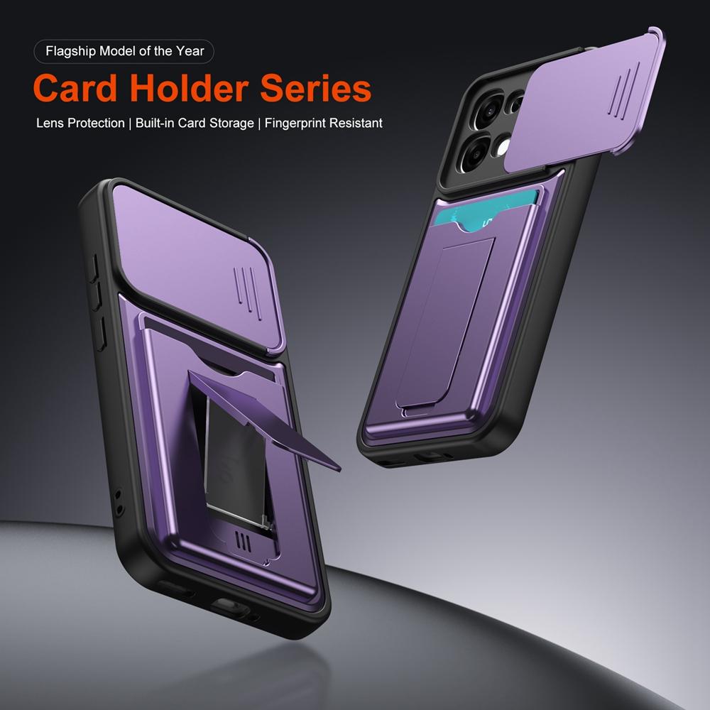 Shockproof Armor Card Slot Bracket Holder Slide Lens Protect Phone Case For OPPO A6 Pro A6 A6X 4G A6S 5G Wallet Back Cover