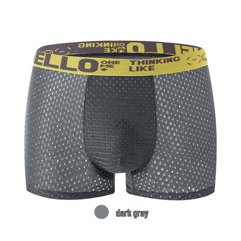Ice Silk Mesh Men's Breathable Boxer Briefs - Four-Corner Hollow, All-Season, Thin Style