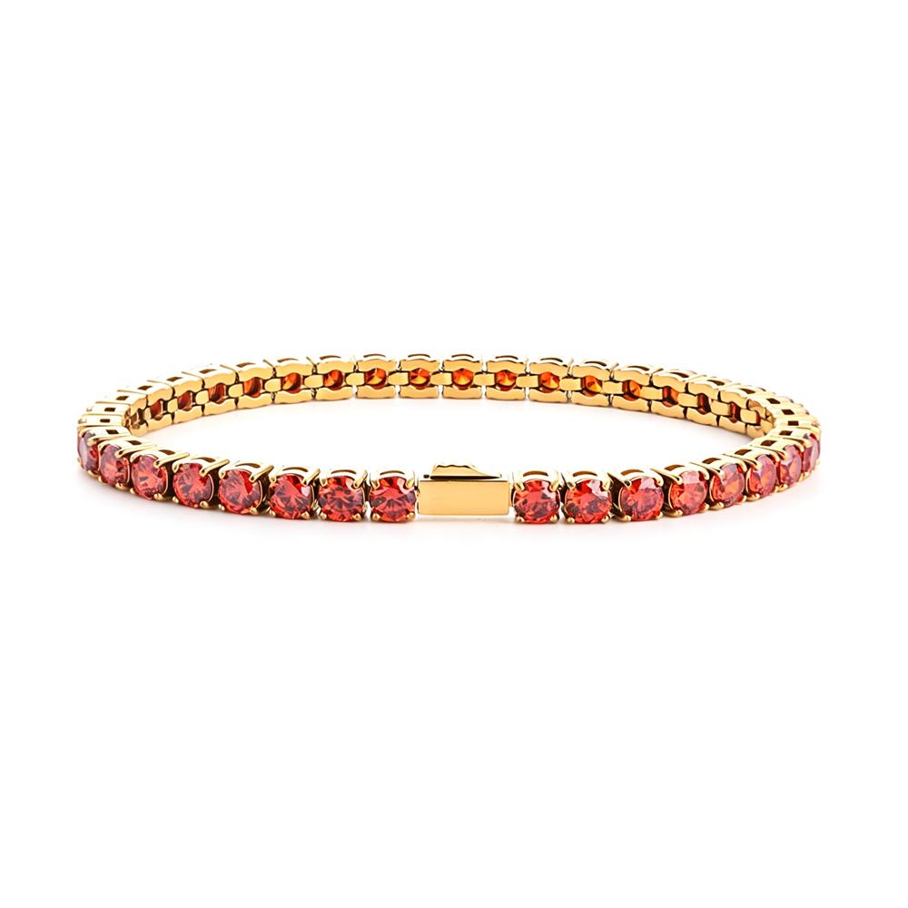 Multi-colored fashionable 4mm wide tennis chain, zircon sparkling hip-hop style exquisite jewelry bracelet for men and women