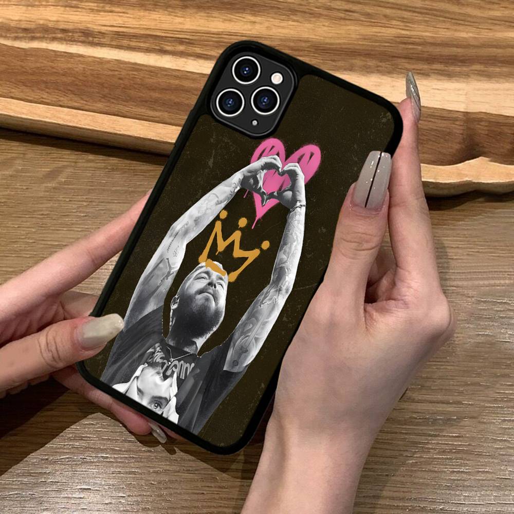 

P-post M-Malones singer Phone Case For iPhone 16 Pro Max 15 14 Plus 14 13 12 11 17 PC+TPU Cases Back Cover iPhone 16