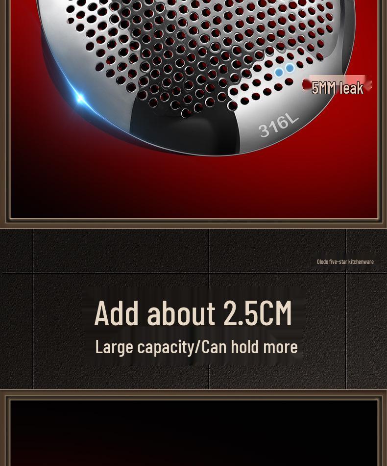 Heavy-Duty 316L Stainless Steel Skimmer Ladle - Large One-Piece Kitchen Strainer Spoon