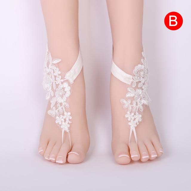 

1 пара женских свадебных пляжных украшений для ног, цепочка, свадебные браслеты на щиколотку, кружевной декор, босоножки с цепочкой, обувь, аксессуары Ll @17 22~26cm