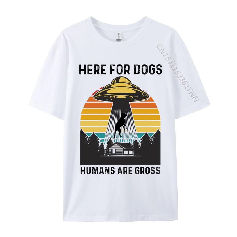 Here For The Dogs T-shirt Pure Cotton s Tops T Shirt Printed Tshirts Fitness Tight Tops & Tees Prevailing Round Neck