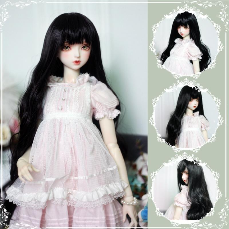 1/3 Doll Wig Black Long Straight Hair 1/4 BJD Hair Acssories Dress Up Female Toy for Girls For Head 18-20cm