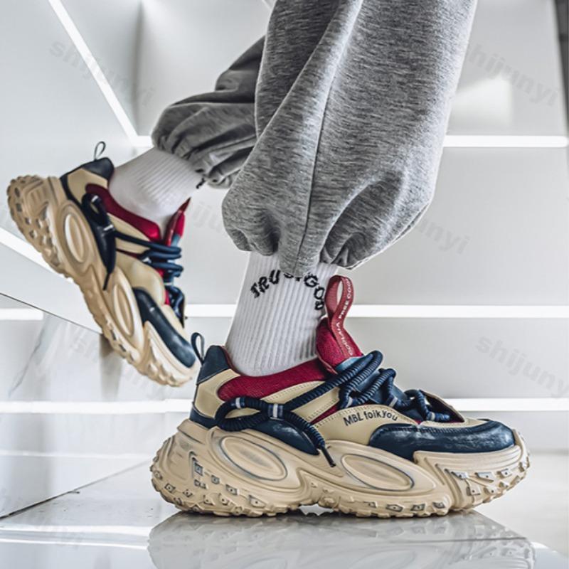 Fashion Men's Low Top Thick Soled Casual Sports Shoes 2025 Autumn Mesh Breathable Fashion Trend Versatile Non Slip Niche Chunky sneakers