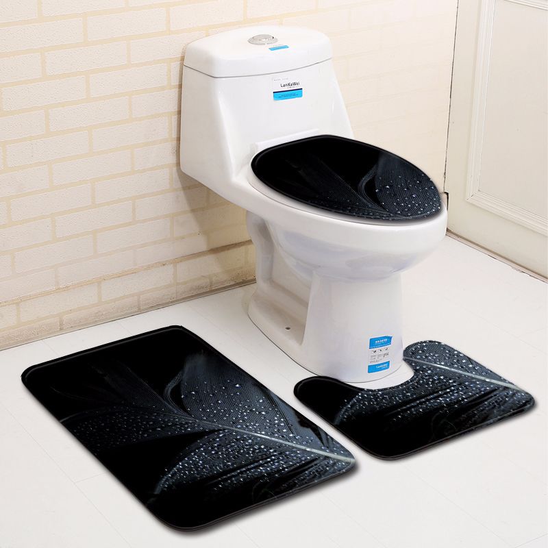 3D Feather Bathroom Toilet Three-Piece Floor Mat Door Mat Bathroom Carpet