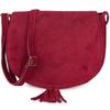 Suede Saddlebag Messenger Bag for Women Italian Leather Soft Burgundy B66