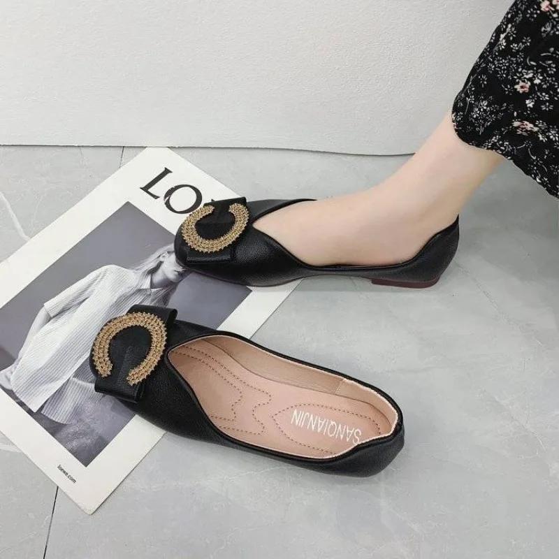 Fashion Office Low Heel Elegant Shoes for Women Red Black Woman Flats Non Slip High Quality Fashion Fashionable Social Casual Stylish 39