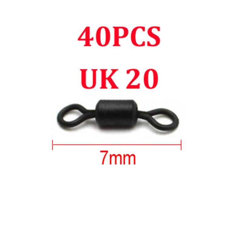 40 STK Karpefisketilbehør Fiske Micro Rolling Swivel Quick Change Ring Swivels Loop Swivels Carp Chod Running Rigger Takle