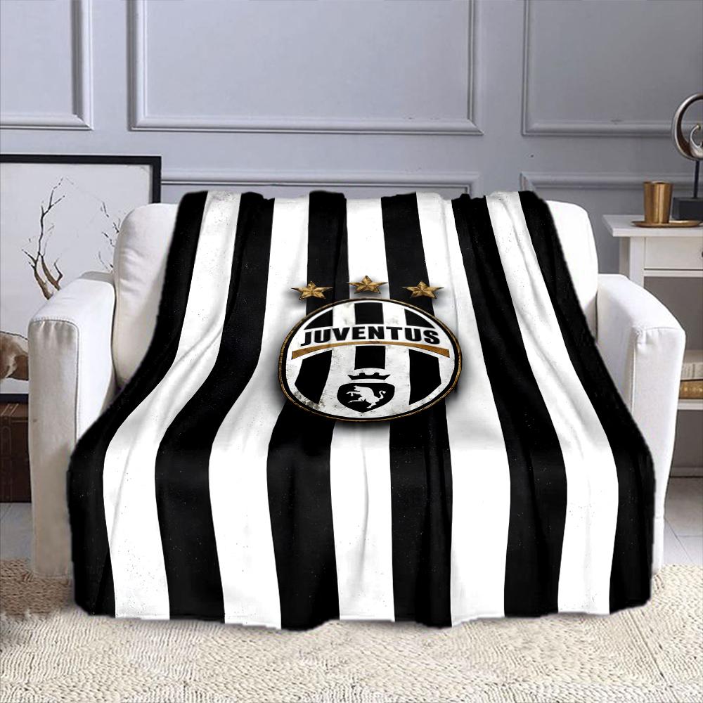 Juventus Logo with Striped Background Patterned flannel blanket perfect for the bedroom living room, sofa, or a little nap