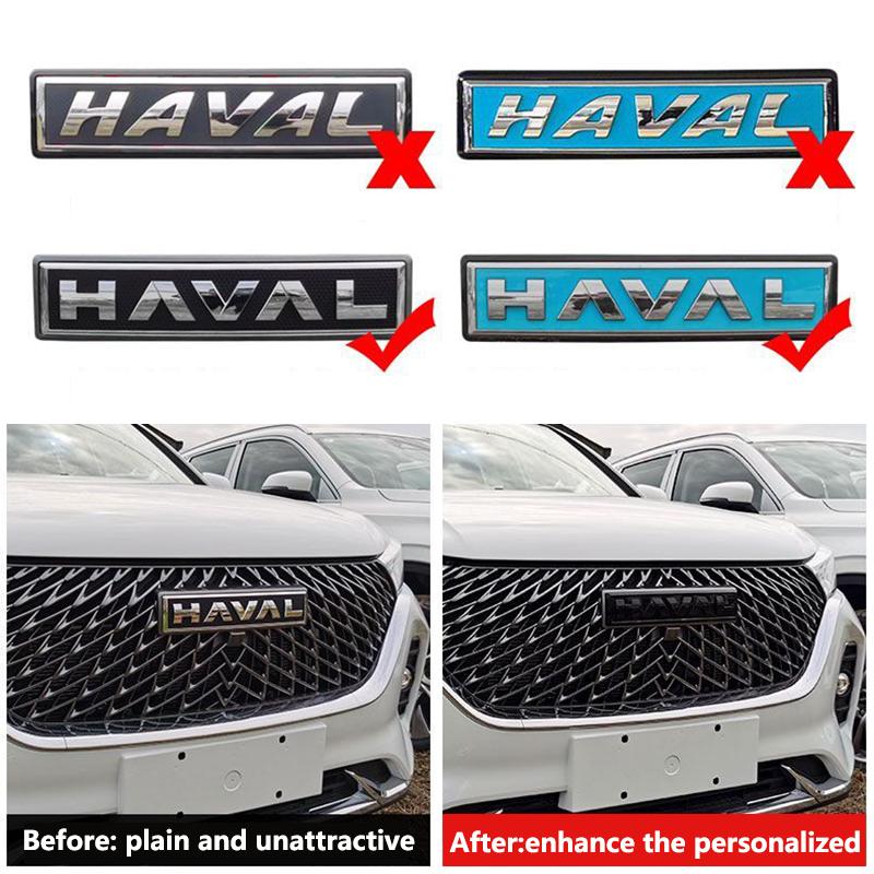 Logo Emblema Nero Per GWM HAVAL H6 H7 Jolion Dargo H5 (2023-2025) Griglia Anteriore Emblema Adesivo Lettere Baule Styling Auto Cromato
