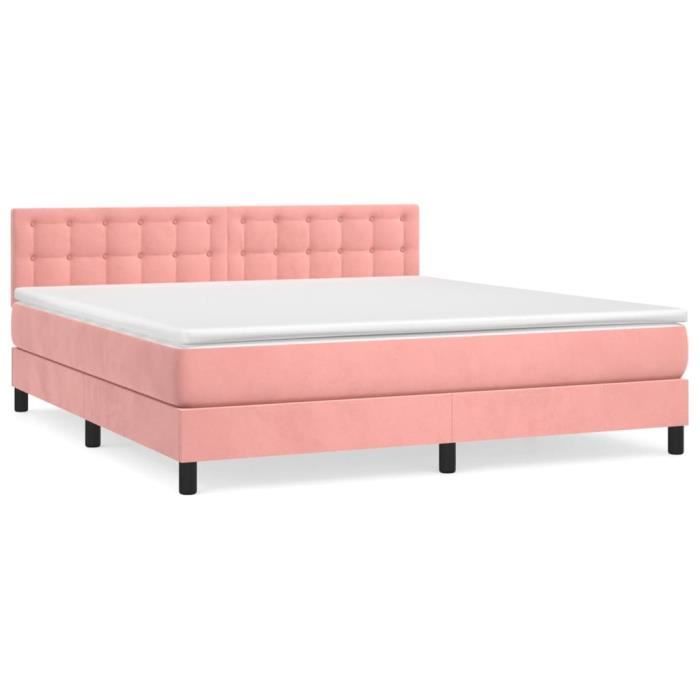 3141556 vidaXL Divan Bed with Mattress Pink 160x200 Cm Velvet