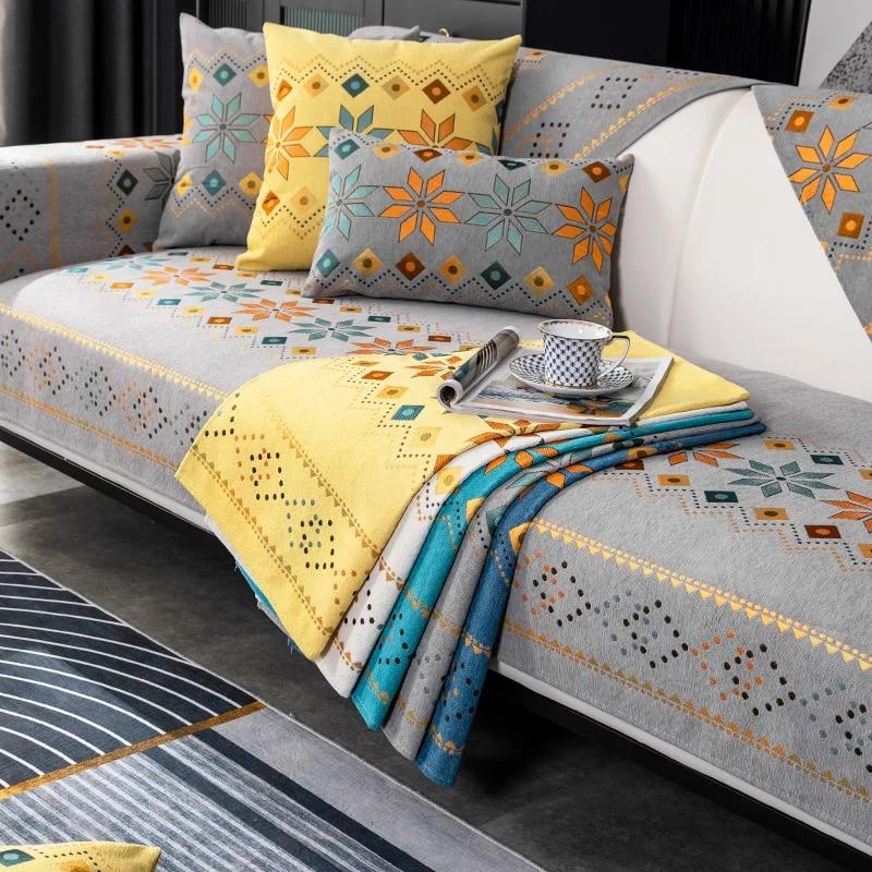 Husă de canapea imprimată Four Seasons Husă universală antiderapante pentru spătar din chenille Pernă pentru canapea pentru sufragerie Prosop Husă pentru decorarea casei